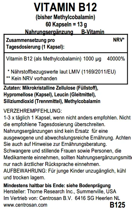 Vitamin B12 Methylcobalamin - 60 Kps