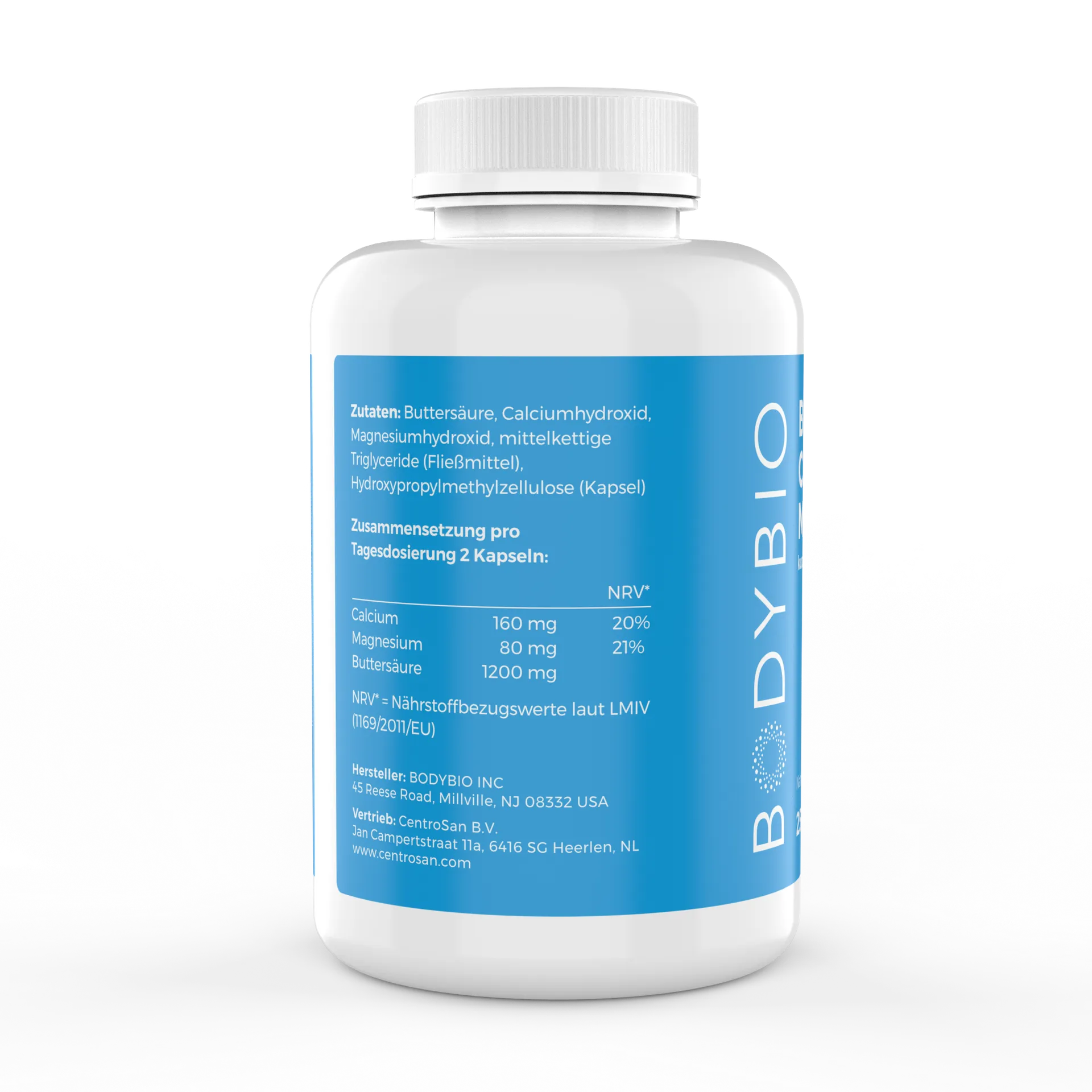 Butyrate (Calcium/Magnesium) BodyBio - 250 Kps